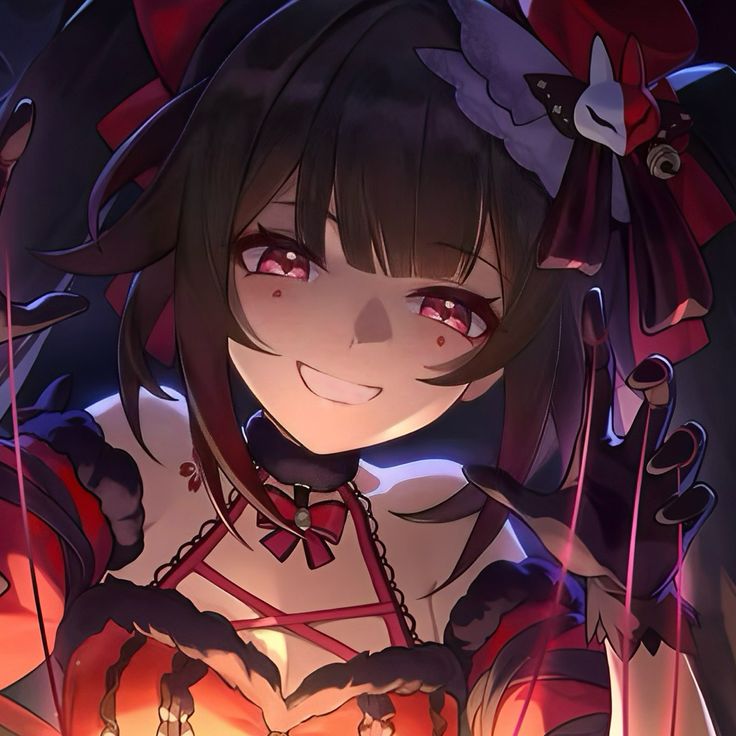 an anime character with dark hair and red eyes holding a lit candle in her hand