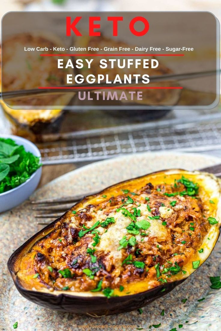 Keto Stuffed Eggplant Boats Keto Recipes With Eggplant, Turkey Stuffed Eggplant Boats, Keto Stuffed Eggplant Recipes, Eggplant Boats Recipes, Eggplant Keto Recipes, Eggplant Recipes Keto, Hamburger Keto Recipes, Baked Stuffed Eggplant, Stuffed Eggplant Recipes