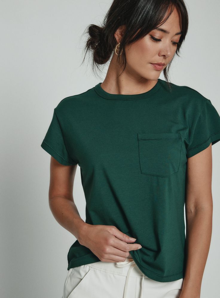 emerald-1011 Skirt Details, Pocket Tshirt, Low Iron, Fit Style, Pocket Tee, V Neck Tee, Lifestyle Brands, Women Collection, Cool T Shirts