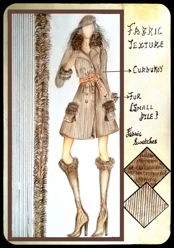 a drawing of a woman's coat and boots with text describing how to wear them