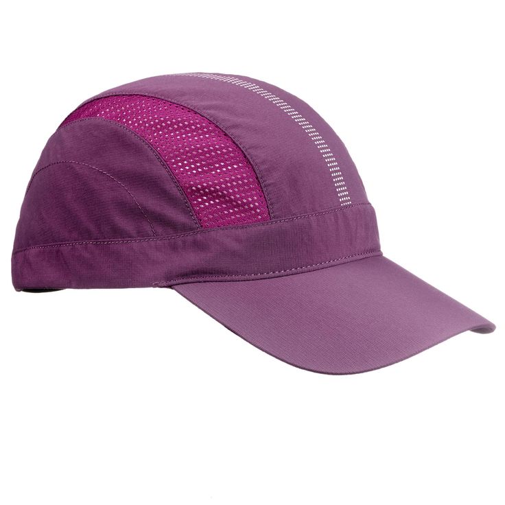 a purple hat with mesh on the front