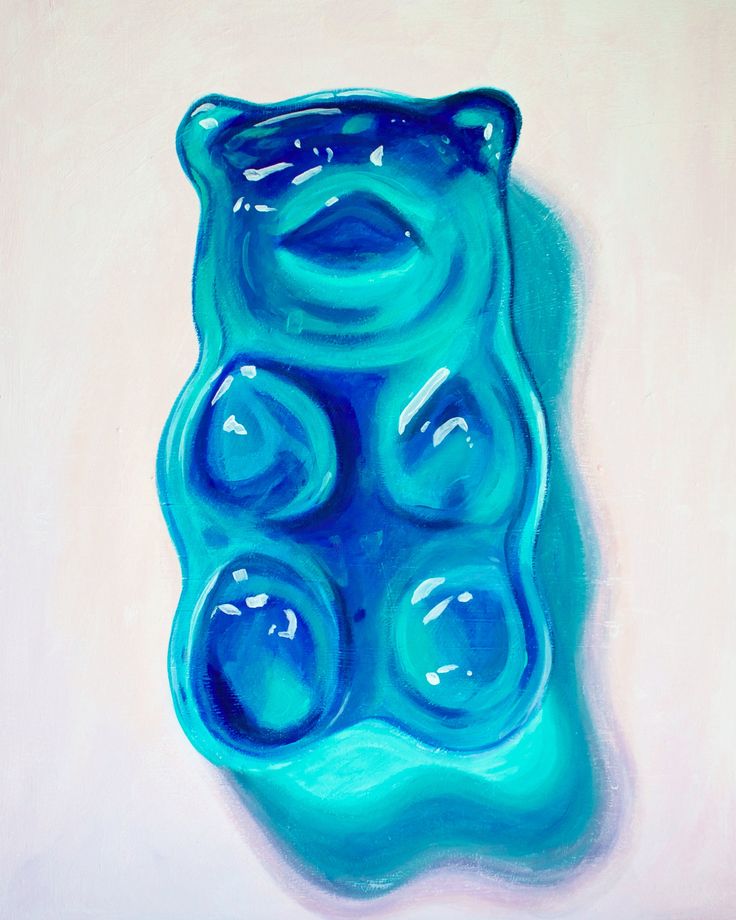 a painting of a blue gummy bear