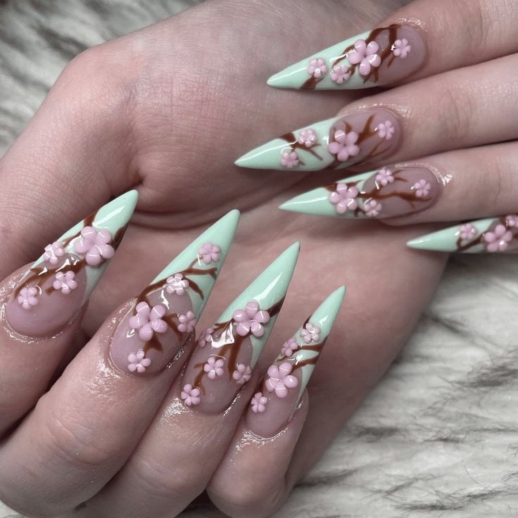 Spring Flower Nail Designs, Spring Flower Nail Art, Floral Nail Art Designs, Spring Flower Nails, Flower Nail Art Designs, Fall Nail Inspiration, Spring Manicure, Cute Nail Colors, Fall Nail Polish