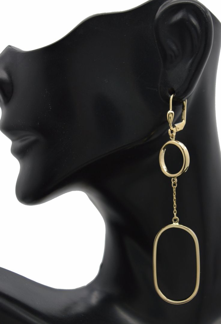 Our Real 14K Solid Yellow Gold Round & Paperclip Inspired Dangle Drop Earrings are the perfect way to make a timeless statement! Handcrafted from 14K yellow gold, these unique earrings will make you the envy of your friends. With each earring weighing 2.9 gr, you can make a bold yet delicate fashion statement. Make a statement with these dangle drop earrings today! Specifications: Metal: Real 14K Yellow Gold (Stamped, 14K) Condition: Brand New Polished: Shiny Weight: 2.9 grams Height: 2.85 inch Clip-on Gold Jewelry In 14k Gold, Gold 14k Gold Clip-on Jewelry, 14k Gold Clip-on Earrings For Formal Events, Yellow Gold Clip-on Dangle Jewelry, Yellow Gold Clip-on Dangle Earrings, Clip-on 14k Gold Jewelry, Clip-on Dangle Earrings In Yellow Gold, Elegant Yellow Gold Clip-on Dangle Earrings, 14k Gold Dangle Hoop Earrings For Formal Events