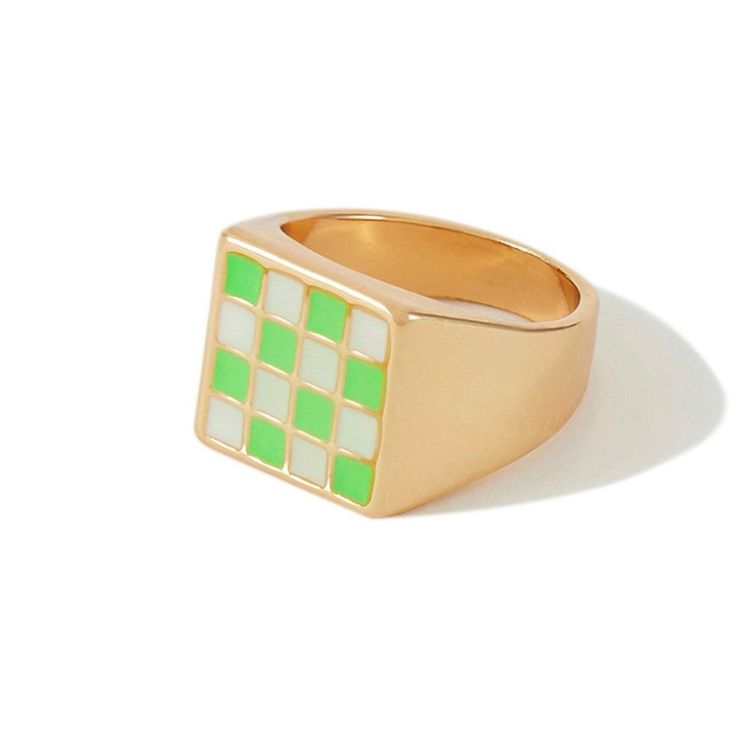 Material: gold plated brass, hand painted with enamel Gold Enamel Hand Painted Rings, Hand Painted Gold Enamel Rings, Hand Painted Enamel Gold Rings, Gold Enamel Open Ring Jewelry, Gold Enamel Ring Perfect For Gifting, Gold Enamel Ring For A Gift, Gold Enamel Ring Perfect For Gift, Retro Green Enamel Jewelry, Hand Painted Green Enamel Ring