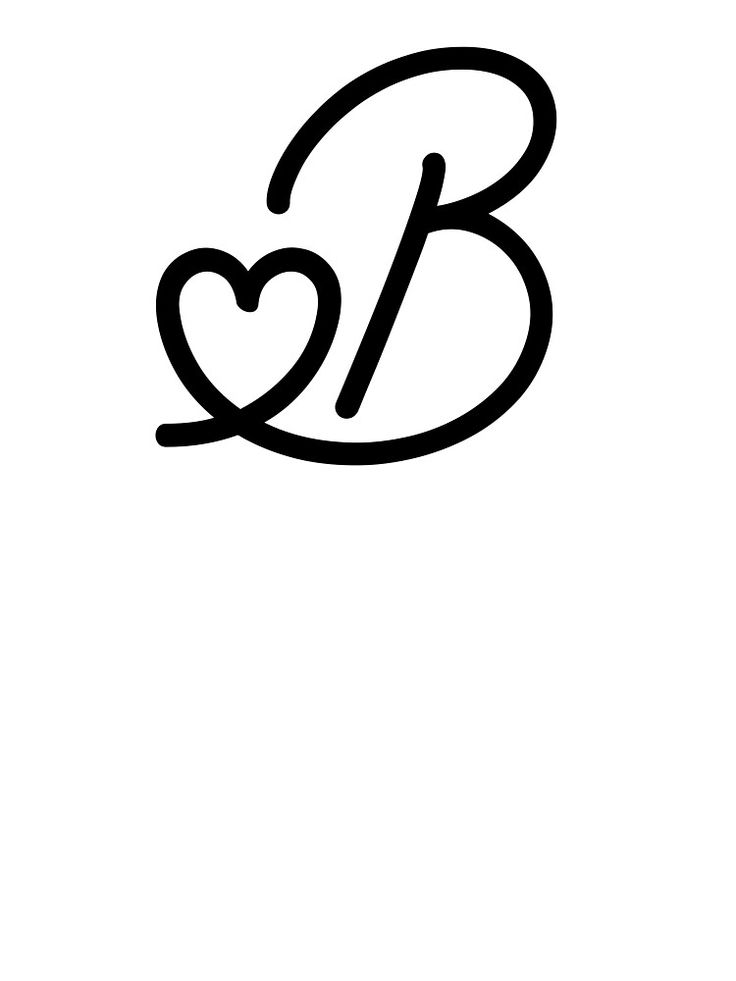 a black and white logo with the letter b in it's center, surrounded by two hearts