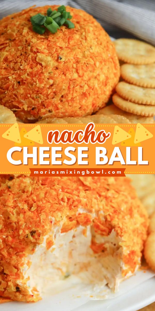 An easy game day food featuring a sour cream and cream cheese ball! This simple tailgating recipe is a zippy take on an old favorite. Made with taco seasoning and crushed Doritos, this Nacho Cheese Ball is one of the best football appetizers! Nacho Cheese Ball, Monster Cheese Ball, Doritos Cheese Ball, Pumpkin Cheese Ball Doritos, Taco Cheese Ball Recipes, Cheese Ball Recipes Dessert, Recipes For Cheese Balls, Chicken Cream Cheese Ball, Gouda Cheese Ball Recipes