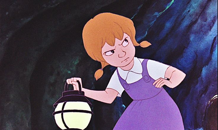 a cartoon character holding a lantern in front of a cave