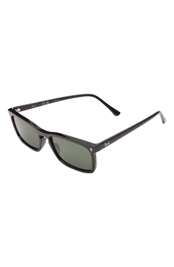 A straight browline and keyhole bridge lend a flattering and comfortable fit to these sleek rectangular sunglasses branded with logo hardware at the temples. 56mm lens width; 18mm bridge width; 145mm temple length 100% UV protection Plastic Imported Classic Black Rectangular Shield Sunglasses, Classic Matte Black Shield Sunglasses With Uva Protection, Classic Shield Sunglasses With Uva Protection And Square Frame, Classic Shield Sunglasses With Tinted Square Frame, Classic Shield Sunglasses With Square Frame And Uva Protection, Sleek Shield Sunglasses With Tinted Wayfarer Lenses, Sleek Wayfarer Shield Sunglasses With Tinted Lenses, Sleek Shield Sunglasses With Tinted Lenses In Wayfarer Style, Classic Matte Black Shield Sunglasses With Uv Protection