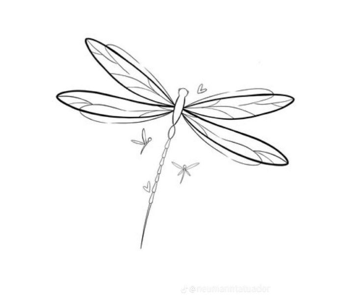 a black and white drawing of a dragonfly