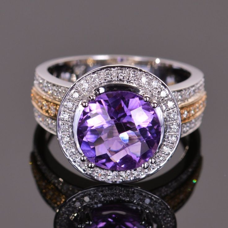 Cache Ring in Amethyst and Diamond – Louis XV Jewelers Amethyst And Diamond Ring, Fancy Jewelry, Fine Rings, Gorgeous Jewelry, Halo Engagement, Amethyst Gemstone, Purple Amethyst, Halo Diamond, Rings Statement