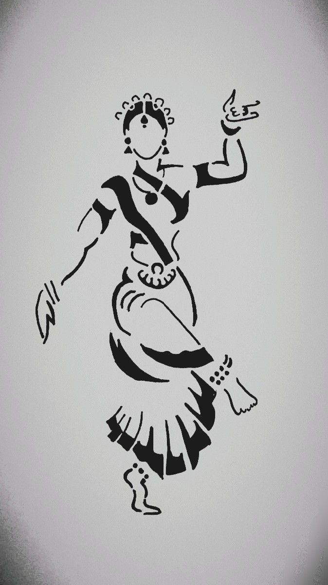 a drawing of a woman dancing with her hands in the air