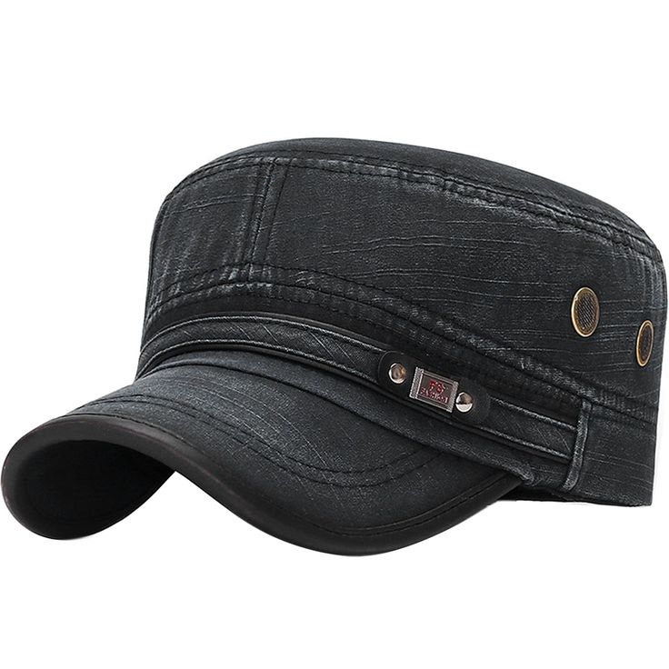 PRICES MAY VARY. Size: Circumference: 55-60cm/21.6-23.6 inches; Brim Width: 6cm/2.4 inches, Hat Height: 8cm/3.1 inches, the size is slightly different due to manual measurement. The buckle on the back can be adjusted to your needs, stay away from being too tight or too loose, without deforming or discoloring. Breathable Fabric: This flat top cap is made of vintage durable washed cotton material, unisex, soft, light and comfortable. Function: The comfortable and breathable sweatband has the funct Black Snapback Flat Cap For Outdoor Activities, Military Hat With Flat Bill For Outdoor Activities, Military Flat Bill Hat For Outdoor Activities, Outdoor Flat Cap, Black Flat Cap For Outdoor Activities, Adjustable Military Visor Hat, Adjustable Military Style Visor Hat, Military Style Adjustable Visor Hat, Military Style Flat Cap For Outdoor