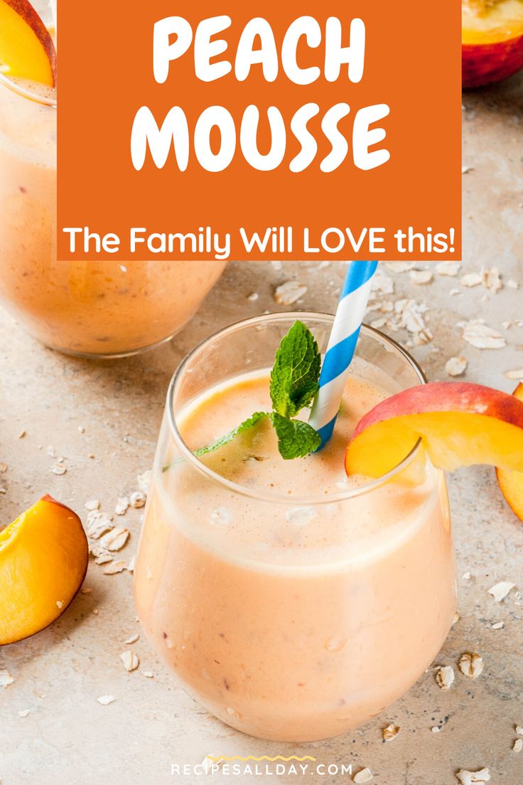 peach mousse with text overlay that reads, peach mousse the family will love this