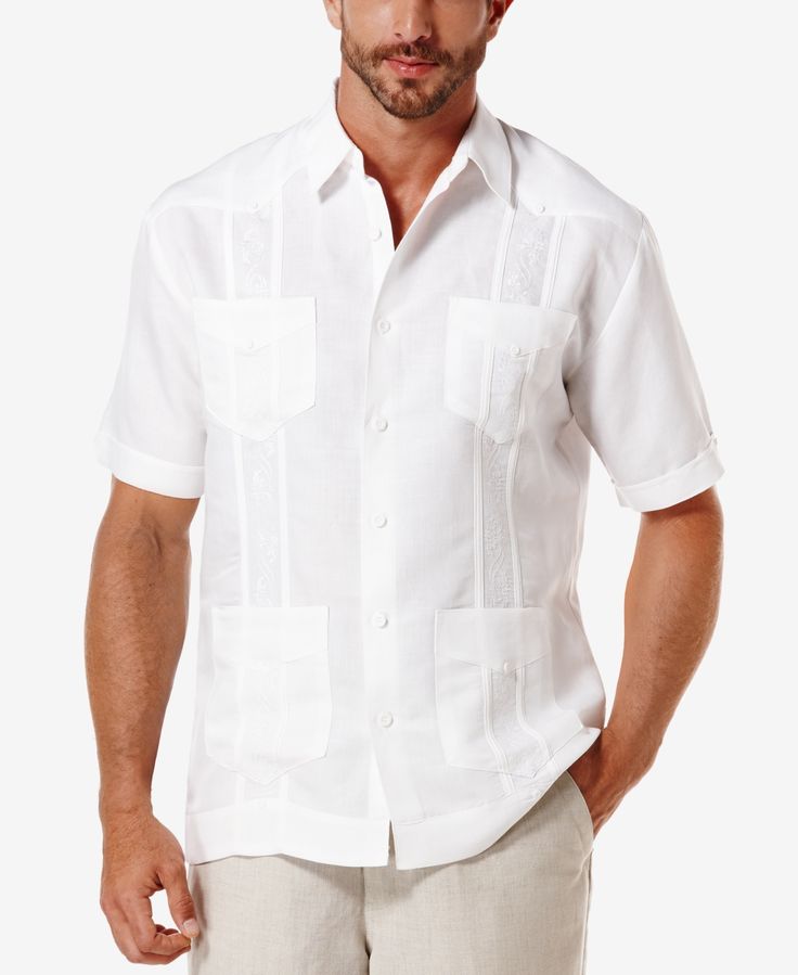 For a night out on the town, or a long day at the beach, this lightweight Cubavera shirt features tonal embroidery at the front. Beach Wedding Attire, Guayabera Shirt, Mexican Outfit, Mens Big And Tall, Baby Clothes Shops, Swimwear Tops, Earth Tones, Shirt Online, Men Short Sleeve