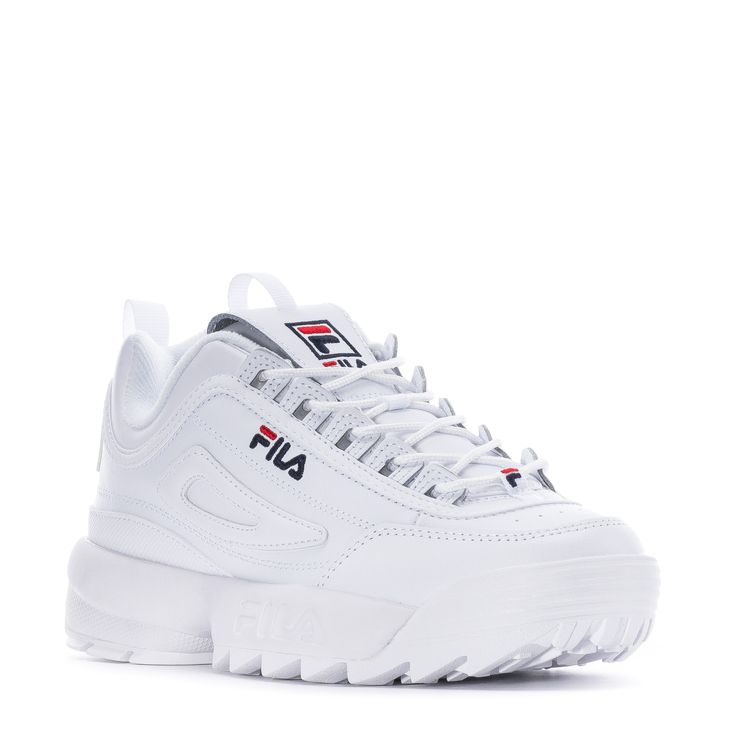 Turn heads in this popular '90s style sneaker. Featuring a padded collar and tongue, fabric lining, and a lightweight EVA midsole, the FILA Disruptor 2 Women's shoes dominate attention and deliver supreme style. Leather and synthetic upper. Embroidered logos. Padded Collar and tongue. Lightweight EVA midsole. Molded rubber outsole for durable traction. Imported. Fila Disruptor Ii, Fila Disruptor, Fila Disruptors, Basket Style, Womens Athletic Shoes, Brown Shoe, Sneaker Collection, Sketchers Sneakers