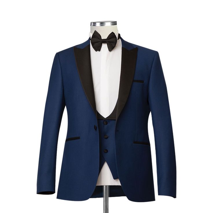 Experience the Unmatched Class of the Bespoke Navy Blue Tuxedo With Black Lapel Step into a realm of elegance and timeless sophistication with our meticulously crafted suit, designed for the modern gentleman. With its unique navy blue color, this bespoke navy blue tuxedo immediately commands attention and adds a distinctive touch to your formal ensemble. The Art of Craftsmanship Each suit is a testament to our unwavering commitment to quality and craftsmanship. Made from high-quality 140s fab... Elegant Blue Winter Sets, Blue Tuxedo Three-piece Suit For Party, Formal Blue Tuxedo With Single Button, Blue Single Button Tuxedo For Formal Events, Formal Single Button Blue Tuxedo, Tailored Blue Tuxedo Suit, Blue Tailored Tuxedo Suit, Blue Single Breasted Tuxedo In Suiting Fabric, Blue Single-breasted Tuxedo In Suiting Fabric