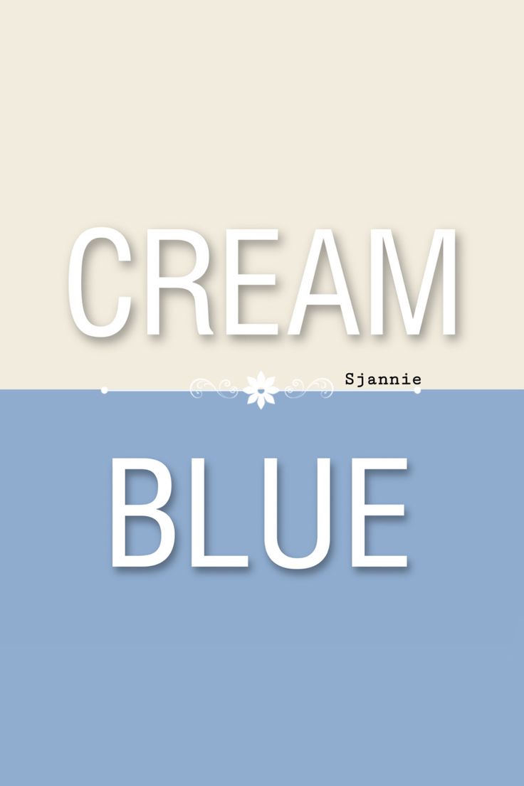 the words cream and blue are cut out from white paper on a light blue background