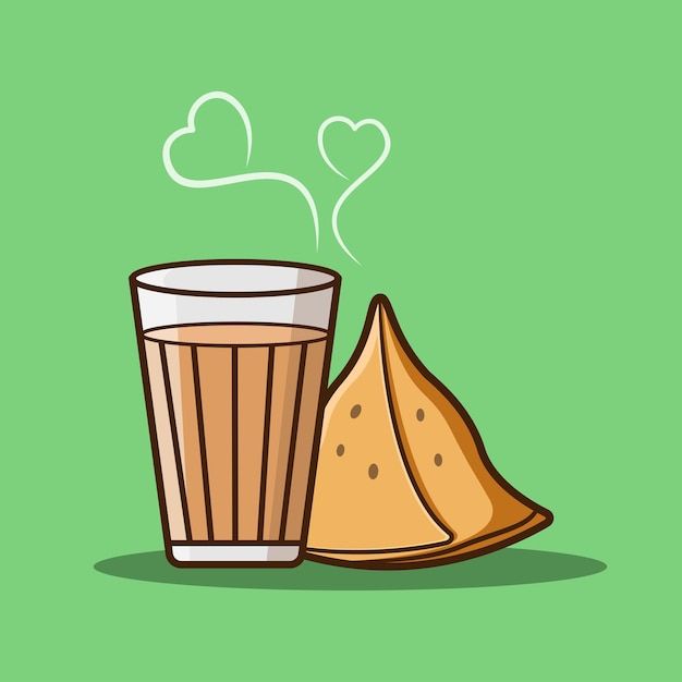 a cup of coffee and some kind of food on a green background with hearts above it