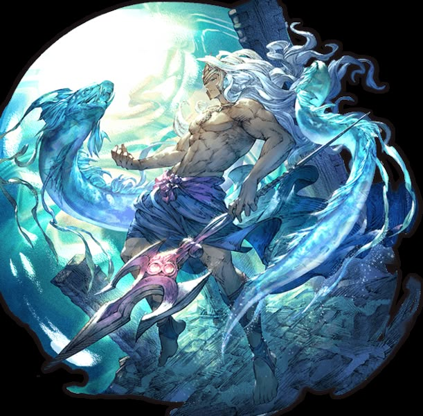 Poseidon, the Tide Father - Granblue Fantasy Wiki Mythology Art, Blue Dragon, Arte Fantasy, God Art, 판타지 아트, Greek Gods, Fantasy Artwork, Art Characters, Greek Mythology