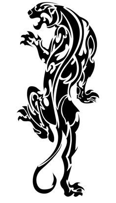 a black and white tattoo design of a dragon on the back of a body, it is