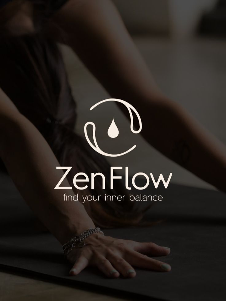 a woman doing yoga on the floor with her hands in front of her face and text that reads, zenflow find your inner balance