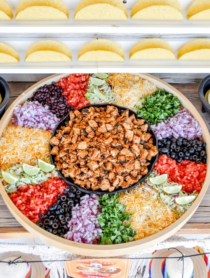 a platter filled with lots of different types of food