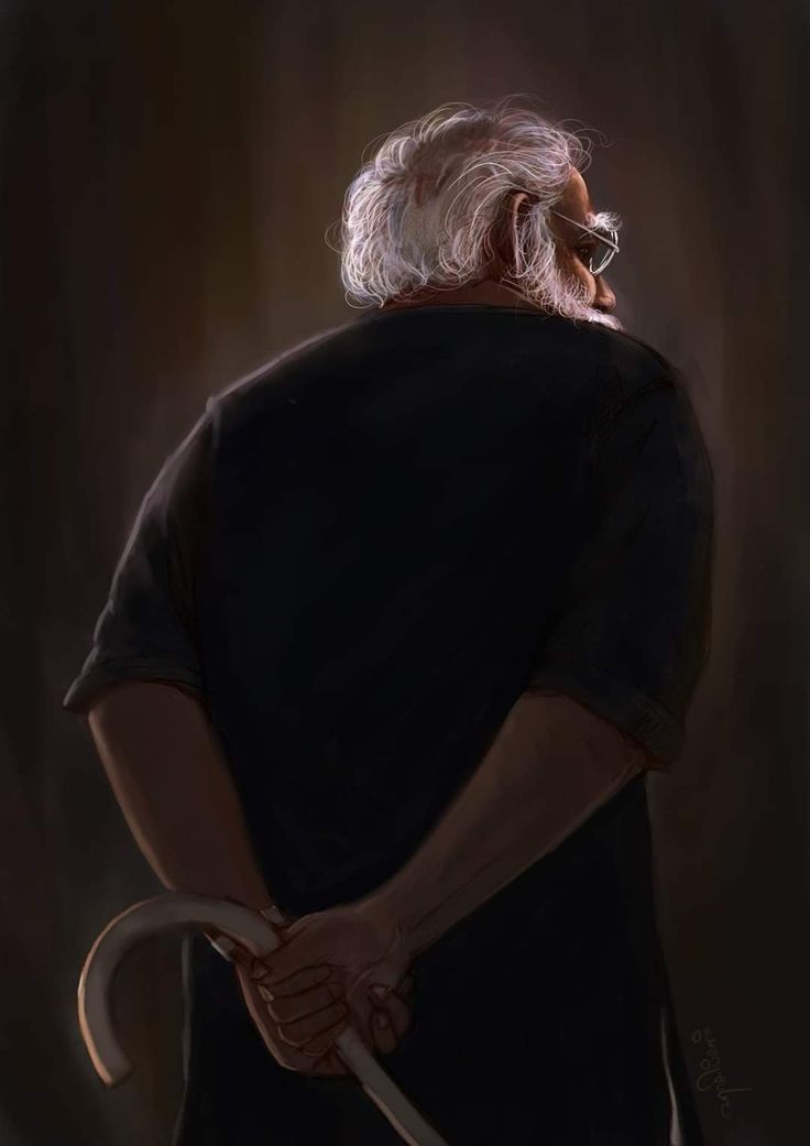 an old man holding a cane in his hand