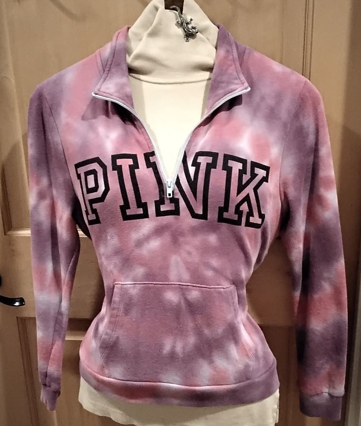 "Victoria Secret \"Pink\" sweatshirt in dyed in purple and pink.  Front kangaroo pocket for your phone. Warm, soft and comfortable." Victoria Secret Sweatshirt, Victoria Secret Pink Sweatshirts, Pink Sweat, Pink Sweatshirt, Kangaroo Pocket, Victoria Secret, Secret Pink, Victoria Secret Pink, Kangaroo