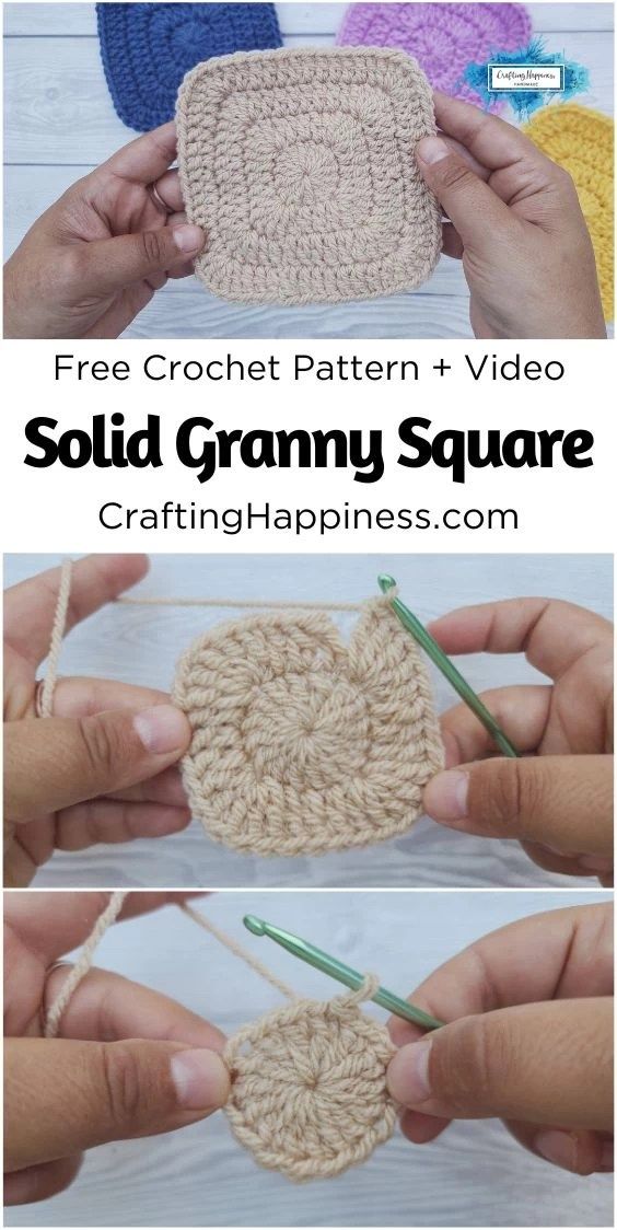 the crochet granny square is being worked on by someone using yarn to make it