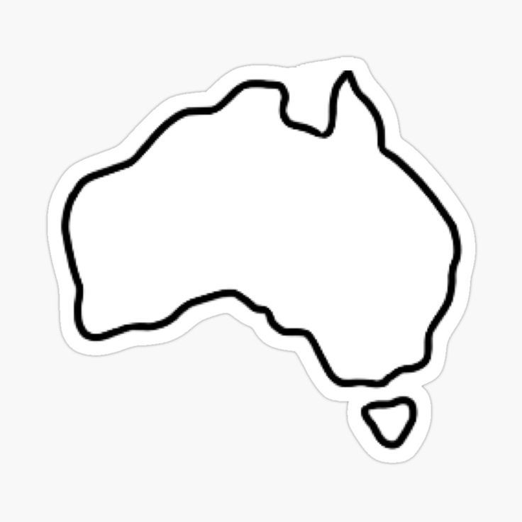 a white sticker with the outline of australia in black and white on it's side