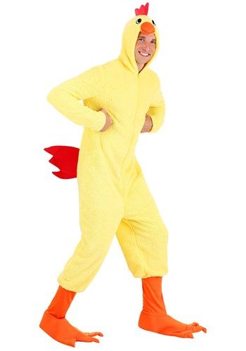 a man dressed in a chicken costume