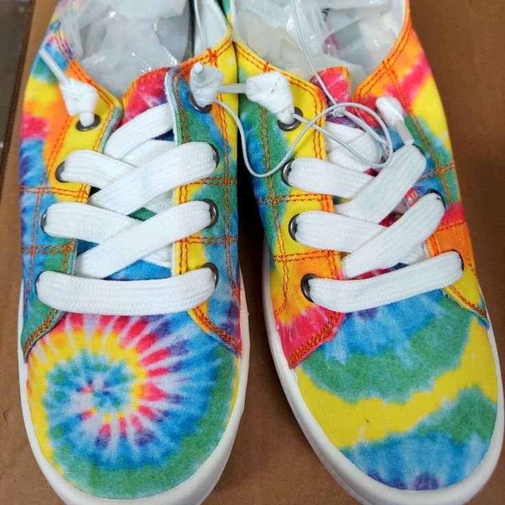 Wome Tie Dye Sneakers Size 7.5. Fun Sneakers For The Summer. Tried On Never Wore. Pop High Bar Tye Dye Comfort Sneakers That Can Slip On As Well. Lace Up. See Photos For Approximate Measurements. Retail $50. Rainbow Color Sporty Sneakers, Trendy Rainbow Low-top Sneakers, Trendy Multicolor Slip-on Sneakers, Comfortable Low-top Summer Sneakers, Colorful Casual Lace-up Sneakers, Rainbow High-top Sneakers For Spring, Spring Rainbow High-top Sneakers, Casual Yellow Low-top Canvas Shoes, Trendy Multicolor Sneakers With Vulcanized Sole