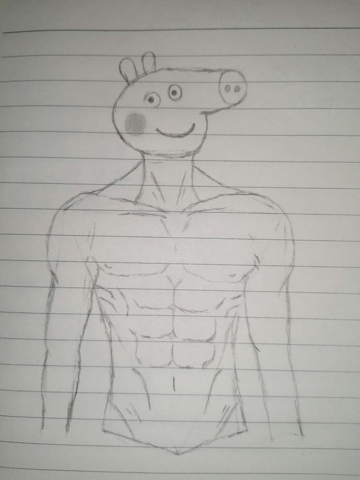 a drawing of a man's torso with a piggy face drawn on it