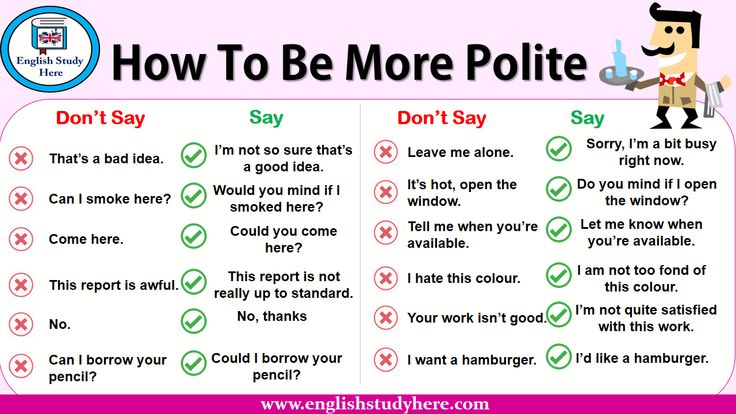 a poster with the words how to be more polite and don't say on it