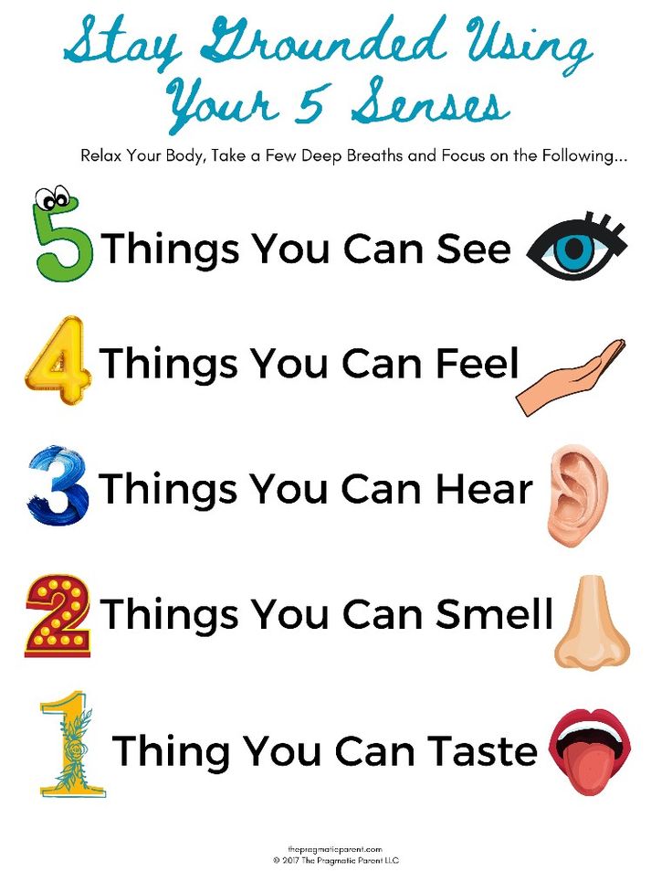 a poster with the words, stay grounded using your 5 senses and things you can feel