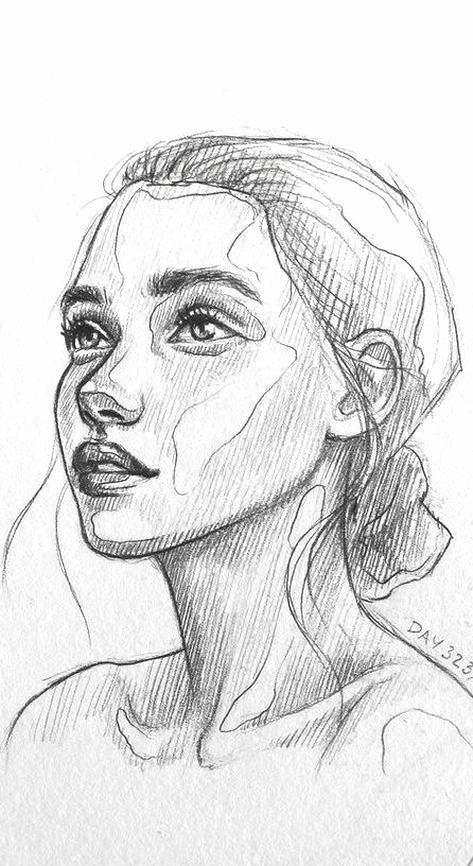 a pencil drawing of a woman's face