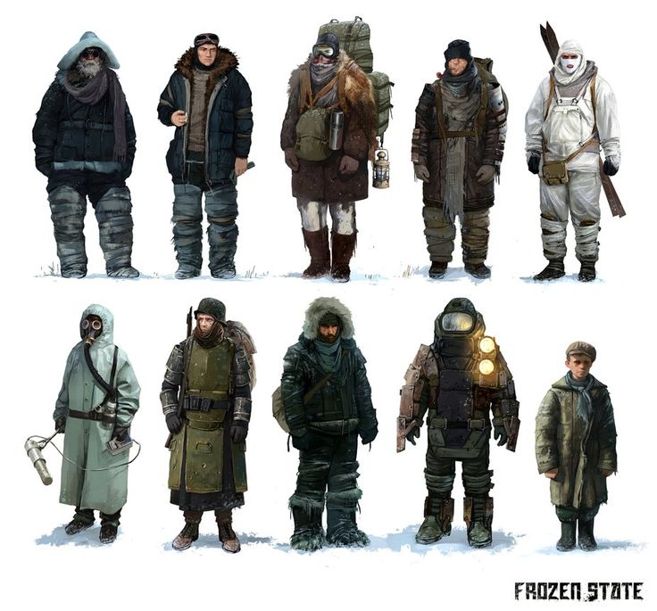 four different poses of people in winter clothing