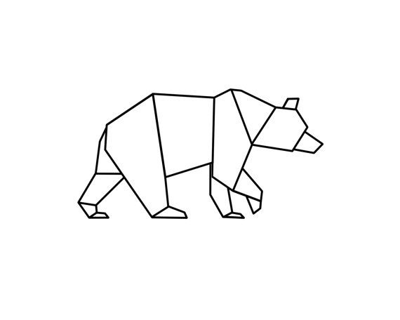 a black and white drawing of a bear