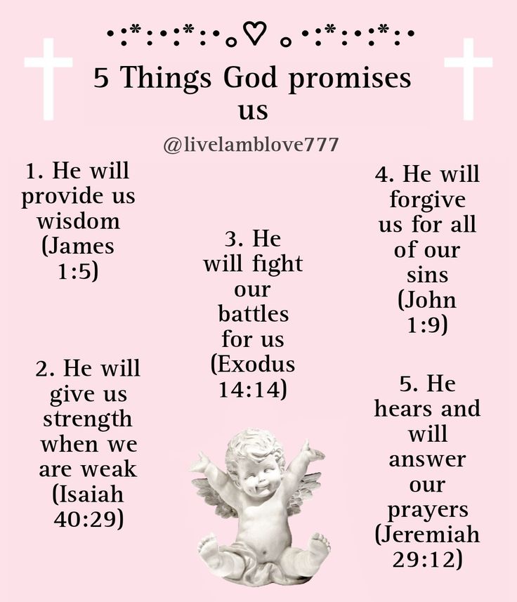 a pink poster with the words 5 things god promotes us and an angel on it