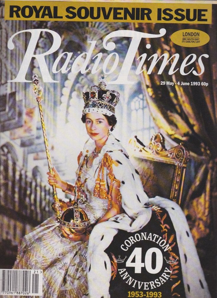 the cover of royal souvenir issue, featuring queen elizabeth in coronation dress and tiara