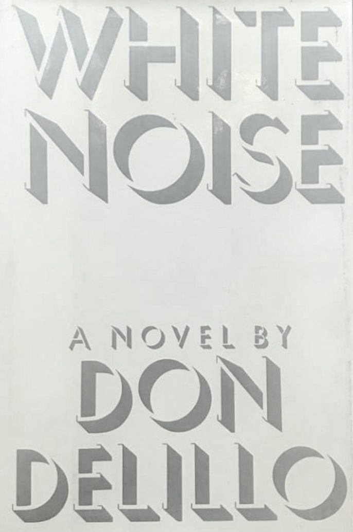 the cover of white noise by don drillo, written in black and white ink