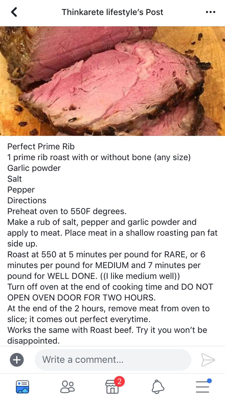 the recipe for roast beef is shown in an instagramtion on facebook, and it appears to have been altered