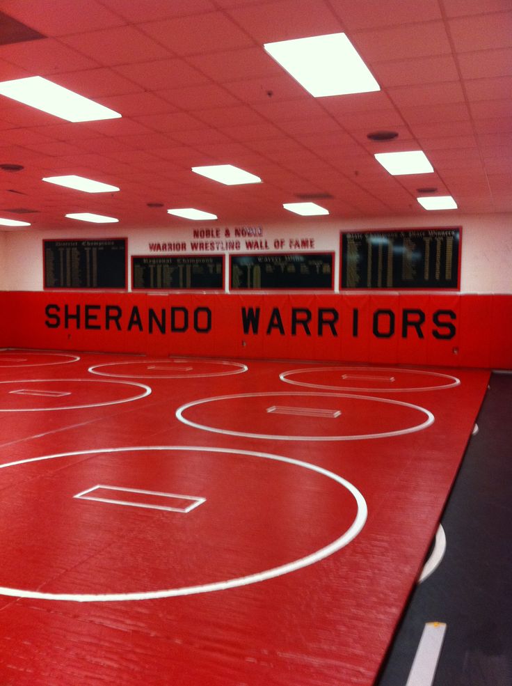 an indoor basketball court with the words sherando warriors painted on it's side