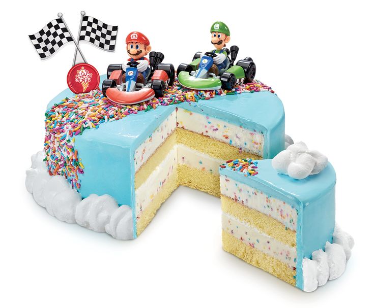 a birthday cake with mario and luigi on top is shown in front of the cake