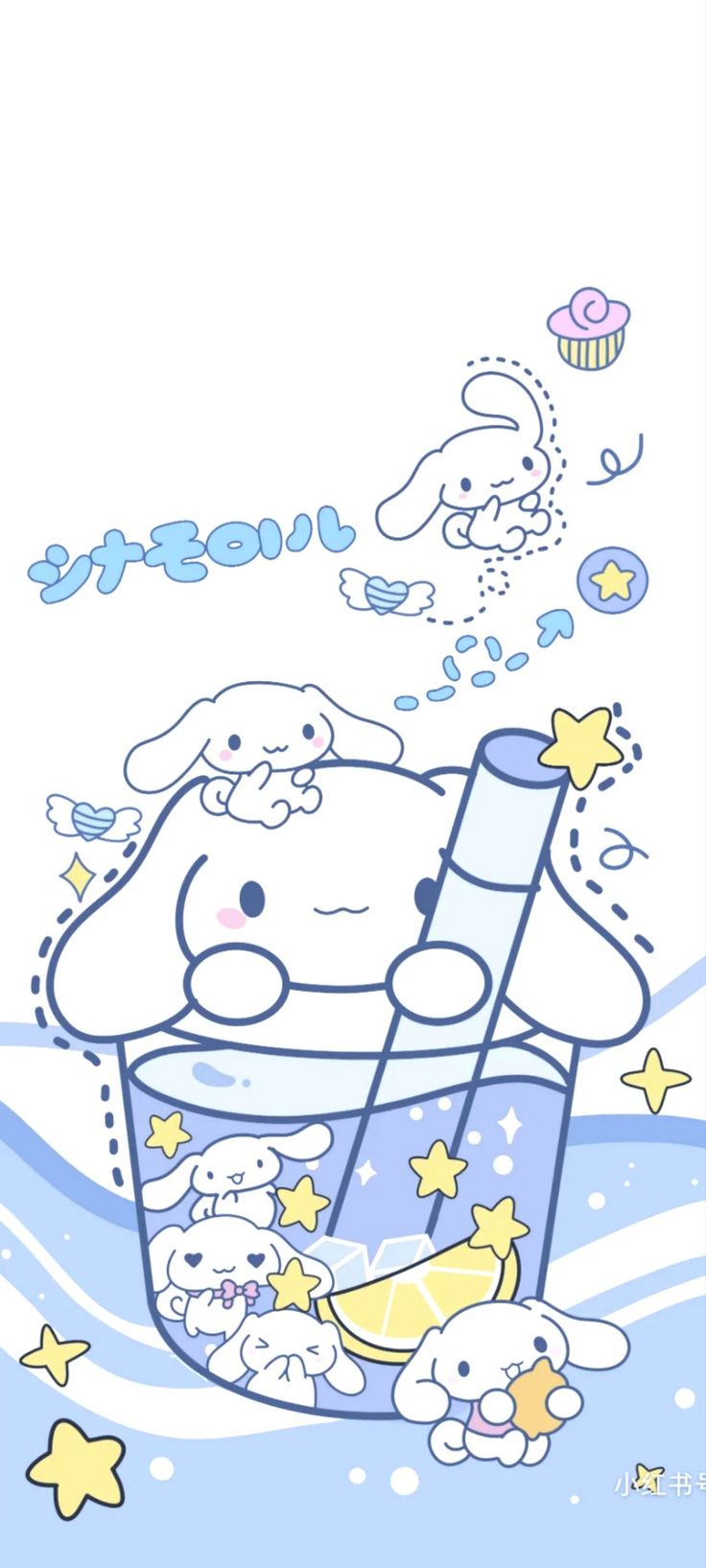 an image of a cartoon character floating in the water with stars and moon on it