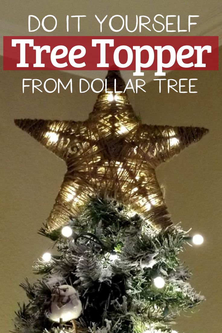 a christmas tree with lights on it and the words do it yourself tree topper from dollar