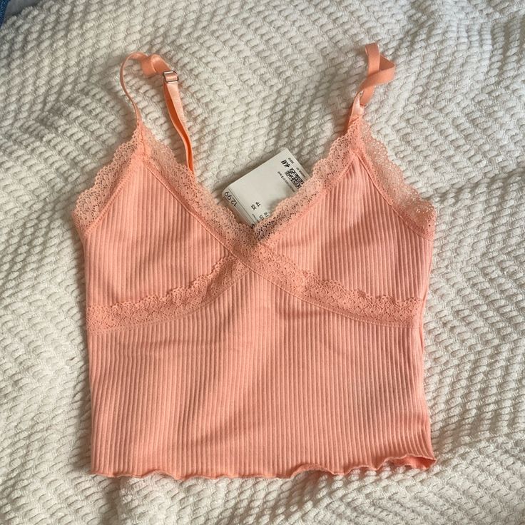 This Top Is Brand New Never Worn From H&M. -Smoke Free Home - Pet Free H&m Pink Summer Tops, Summer Pink H&m Tops, H&m Pink Sleeveless Top, H&m Spring Cami Tops, H&m Sleeveless Crop Top For Spring, H&m Trendy Spring Tank Top, Trendy H&m Tank Top For Spring, Trendy H&m Spring Tank Top, H&m Clothes