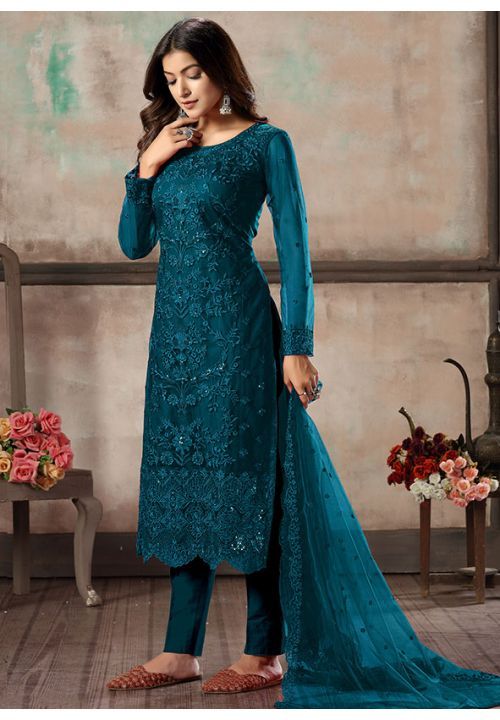 Net Kurti, Sequence Style, Celana Fashion, Pakistani Salwar, Pakistani Suit, Embroidered Pants, Ghagra Choli, Salwar Kameez Designs, Pant Suit