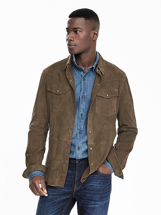 product photo Men Suede, Brown Suede Jacket, Purple Label, Brown Jacket, Mens Casual Outfits, Suede Jacket, Massimo Dutti, Brown Suede, Shirt Jacket